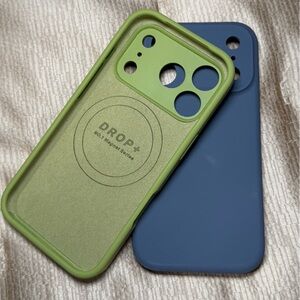 Green and Blue silicone Protective iPhone 17 Pro phone Case